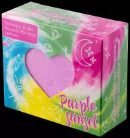 Шипучая соль для ванн с пеной и радужными вставками "Purple sunset" 130 г (фиолетового цвета сердце)