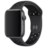 Cиликоновый ремешок спортивный для Apple Watch Series 1-8 - 38/40/41 мм (эпл вотч), черный