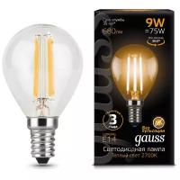 Светодиодная лампа Gauss LED Filament Шар E14 9W 680lm 2700K