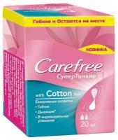 Carefree Ежедневные прокладки салфетки Carefree with Cotton Feel супер тонкие в индивид. упаковке ароматиз, 20шт 1051800, 2 шт