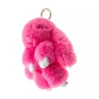 Пушистик кролик меховой брелок (розовый ) в подарочном мешочке