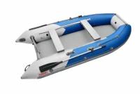 Лодка надувная ПВХ НДНД ROGER ZEFIR 3300 под мотор, лодка Роджер с надувным дном, 45 баллон (синий-белый)