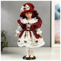 Кукла коллекционная керамика "Вероника в цветочном платье и красном пальто" 40 см 4822739