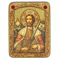 Подарочная икона Святой благоверный князь Александр Невский на мореном дубе 15*20см 999-RTI-249m