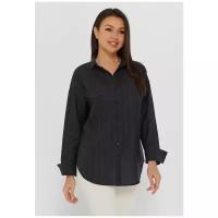 Рубашка женская KATHARINA KROSS KK-B-0004V-черный.ш/полоска, Прямой силуэт / Сlassic fit, цвет Черный, размер 48