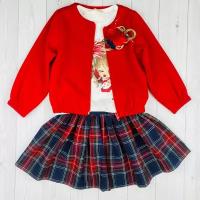 Комплект от Baby Rose на девочку 1-4лет / Кофта на молнии, футболка и красная юбка в клетку HEIG 92 см (арт. Д495)