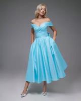 Вечернее платье VEHOVAdresses, длина миди, регулируемый размер 44, женское, коктейльное, на выпускной цвет голубой