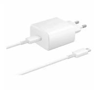 Зарядное устройство для Samsung с кабелем USB Type-C / Адаптер питания Super Fast Charging 45W / Супер быстрая зарядка 45W / цвет белый