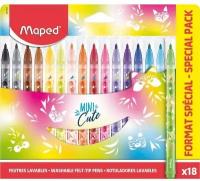 Фломастеры 18 цветов Maped MINI CUTE, смываемые, декорированные, картонная упаковка