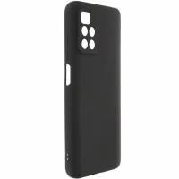 Силиконовый чехол с микрофиброй и защитой камеры для Xiaomi Redmi 10/10 Prime (black) / черный