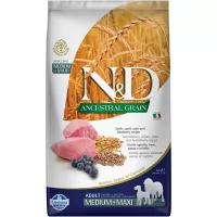 N&D Dog Ancestral Grain с ягненком и черникой низкозерновой сухой корм для собак средних и крупных пород 2,5кг