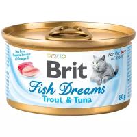 Корм для кошек Brit Fish Dreams с форелью, с тунцом и с рисом 80 г