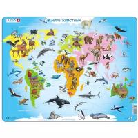 Рамка-вкладыш Larsen Карта мира с животными (A34), элементов: 28 шт