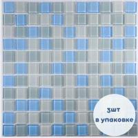 Плитка мозаика Мозаика Стеклянная Glassy, мозаика 30 см x 30 см, размер чипа: 25x25 мм, 3 шт