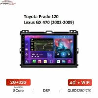 Штатная магнитола FarCar для Toyota Land Cruiser Prado 120 (2002-2009) и Lexus GX 470 (2002-2009) на Android 10 (2gb/32gb/WiFi/BT/GPS/DSP/QLED/4G)