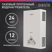 Газовая колонка Oasis Eco W 24, Серия Eco Standart, 24 кВт, 12 л в мин, Электронный розжиг, Возможность работы при пониженном давлении газа и воды, медный теплообменник, Цвет белый