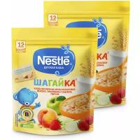 Каша Nestlé молочная Шагайка 5 злаков яблоко, земляника садовая, персик, с 12 месяцев, 200 г