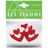 Декор из ткани, Набор №11 "сердечки S" ( 4 вида ) 2-159/07