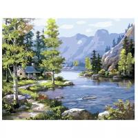 Картина по номерам "Домик у лесного озера", 40x50 см