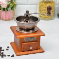 Кофемолка деревянная ручная / механическая мельница для кофе с деревянным ящиком