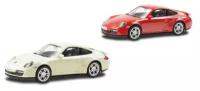 Машинка металлическая Uni-Fortune RMZ City 1:43 Porsche 911 Turbo, без механизмов, 2 цвета (красный белый) 444010WH