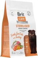 Сухой корм для стерилизованных кошек Brit Care Cat Sterilised Weight Control, контроль веса, с морской рыбой и индейкой 400 гр