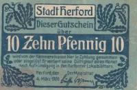 Германия (Веймарская Республика) Херфорд 10 пфеннигов 1920 г. (3)