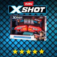 Бластер пистолет ZURU X-Shot reflex-6 2 шт. и Kickback 2шт. икс шот зуру красный