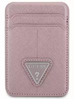 Guess магн. бумажник Wallet Cardslot MagSafe PU Saffiano Triangle metal logo Pink