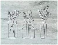 Панно настенное из дерева / Цветы в вазе / Прекрасный декор для дома, на стену, в интерьер, белый цвет