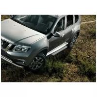 Пороги алюминиевые с площадкой "SILVER" (арт. F173AL.4701.3) NISSAN Terrano 2014- н. в