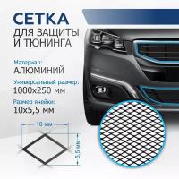 Rival Защитная сетка радиатора 1000x250 R10, алюминий, черная, 1 шт., ZS.1001.1