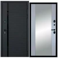 Дверь входная металлическая DIVA ДХ-45 Зеркало 2050x960 Правая Черный кварц - Д15 Силк Маус, тепло-шумоизоляция, антикоррозийная защита для квартиры