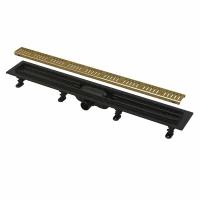 Водоотводящий желоб Alcaplast APZ10black-650 BRASS Simple с решеткой Бронза, горизонтальный выпуск