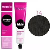 Matrix SoColor перманентная крем-краска для волос Pre-Bonded, 1A иссиня-черный пепельный, 90 мл