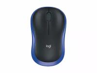 Мышь беспроводная Logitech M185, 1000dpi, Wireless/USB, Черный/Синий 910-002632/910-002239