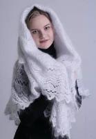 Пуховый платок, белый плотный