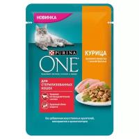 Корм влажный для взрослых кошек PURINA ONE Sterilised с курицей и зеленой фасолью в соусе, 75г