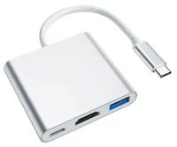 Хаб Type-C на USB 3.0 + HDMI + PD / HB14 переходник для Macbook Pro Air с возможностью вывода на экран и зарядкой адаптер