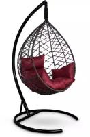 Подвесное кресло-кокон ALICANTE черный + каркас (бордовая подушка)