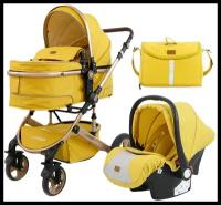 Детская коляска-трансформер 3 в 1 Luxmom 518, желтый