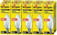 Лампа накаливания Navigator 94 303 NI-B, свеча, 40 Вт, цоколь Е14, комплект 10 шт