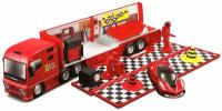 BBURAGO "Машинка гоночный перевозчик BB 18-31202 1:43 FERRARI RACING HAULER, Красный"