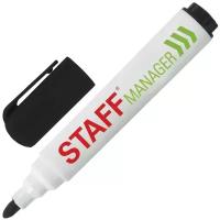 Маркер стираемый для белой доски черный, STAFF "Manager" WBM - 491, 5 мм, с клипом, 12 шт