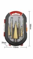 Ступенчатое сверло и фрезеровальное сверло в кейсе набор 6 шт