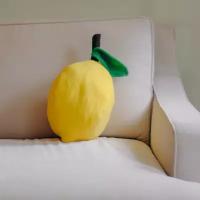 Декоративная подушка лимон, подушки фрукты ручной работы из желтого флиса