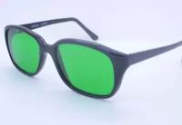 Глаукомные очки мужские/женские зеленые прямоугольные, линза пластик, цвет черный