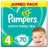 Pampers подгузники Active Baby-Dry 4, 9-14 кг, 70 шт