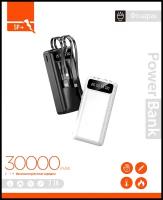 Power Bank Premium HUD SP+ / 30000 mAh / Повер банк для телефона и ноутбука / Внешний аккумулятор с быстрой зарядкой / Зарядное устройство / Черный