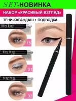 DNM Набор для макияжа тени карандаш для глаз + жидкая подводка